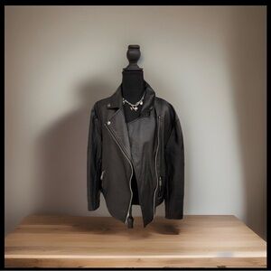 Black faux, leather Biker Jacket